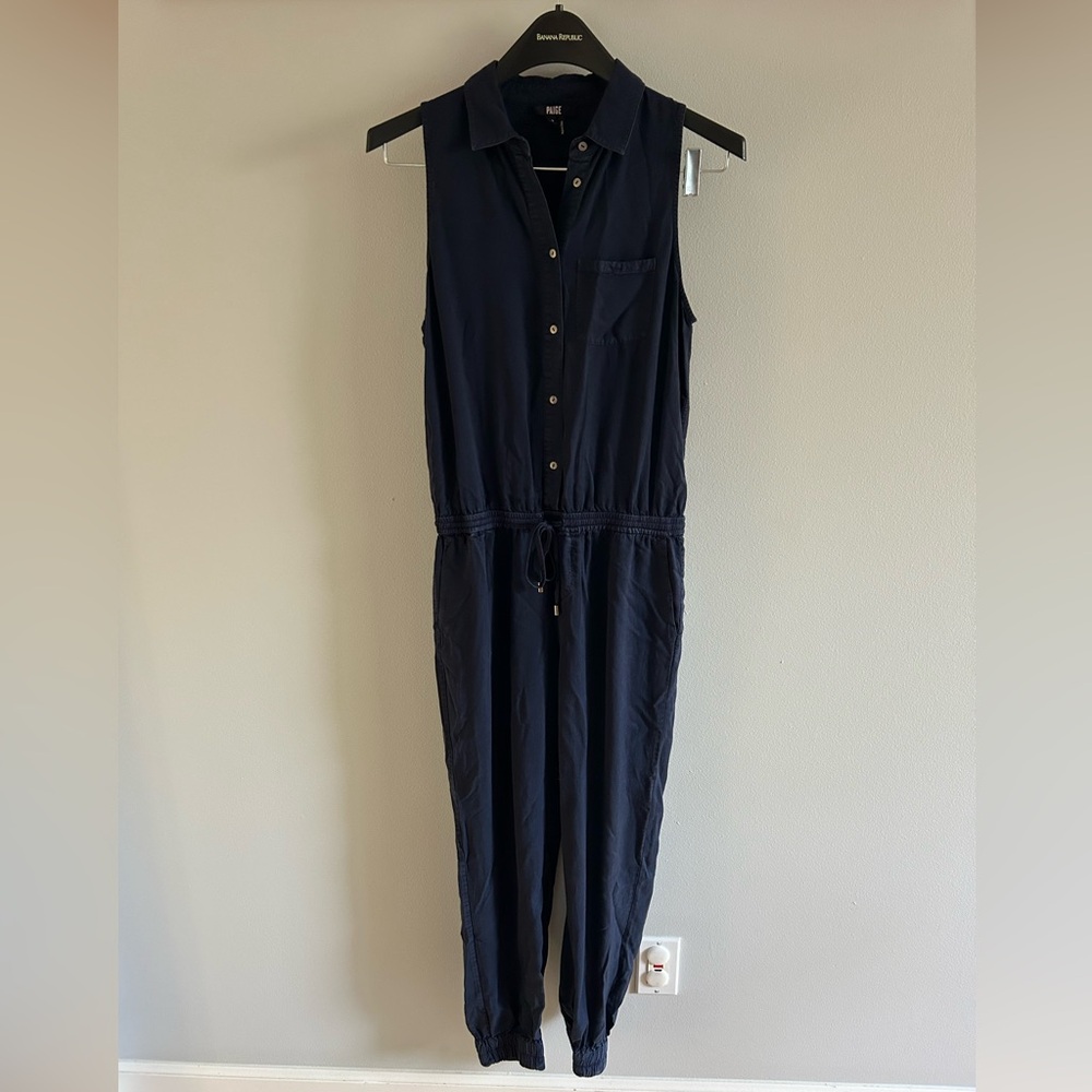 PAIGE Navy Sleeveless Jumpsuit